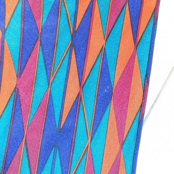 Vintage Diane Von Furstenberg Vintage Geometric Silk Scarf in Victorian Teal - Picture 10 of 12